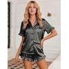 Ekouaer Womens Satin Pajamas Set Button Up Silk Pjs Short Sleeve Shorts Set(Gray Leopard)
