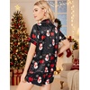 Ekouaer Womens Silk Satin Pajamas Set Short Sleeve Sleepwear S-5X Plus Size(Black Christmas Snonman Print)