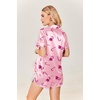 Ekouaer Womens Silk Satin Pajamas Set Short Sleeve Sleepwear S-5X Plus Size(Christmas Pink Candy Cane)