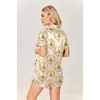 Ekouaer Womens Silk Satin Pajamas Set Short Sleeve Sleepwear S-5X Plus Size(Christmas Wreath)