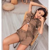Ekouaer Womens Silk Satin Pajamas Set Short Sleeve Sleepwear S-5X Plus Size(Light Brown)