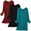 Ekouaer 3 Pack Long Sleeve Nightgowns for Women Casual Sleepwear Nightshirt(Black blue Green wine Red)