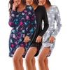 Ekouaer 3 Pack Long Sleeve Nightgowns for Women Casual Sleepwear Nightshirt(Black cat Print dinosaur Print)