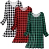 Ekouaer 3 Pack Long Sleeve Nightgowns for Women Casual Sleepwear Nightshirt(Red Plaid green Plaid white Plaid)