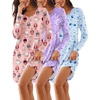 Ekouaer 3 Pack Long Sleeve Nightgowns for Women Casual Sleepwear Nightshirt(Star purple pink Sheep)