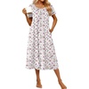 Ekouaer Cotton Nightgowns for Women Long Pleated House Dresses with Pockets(Pink Cuttlefish)