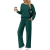 Ekouaer Lounge Sets for Women Ribbed Knit Long Sleeve 2 Piece Pajama Sets(Dark Green)
