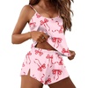 Ekouaer Silky Women Pajamas Set Satin Cami Top & Shorts Lingerie Pjs(Foundation Bow)