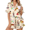 Ekouaer Womens Satin Pajamas Set Button Up Silk Pjs Short Sleeve Shorts Set(Colored Puppy)