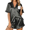 Ekouaer Womens Satin Pajamas Set Button Up Silk Pjs Short Sleeve Shorts Set(Gray Leopard)