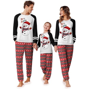 Ekouaer Family Christmas Pajamas Matching Sets Cute Long Sleeve Couple Pjs(Black Red-snowman)