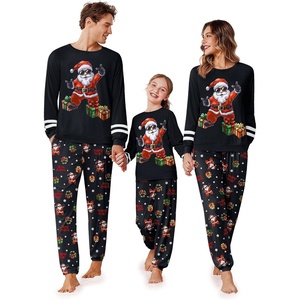 Ekouaer Family Christmas Pajamas Matching Sets Cute Long Sleeve Couple Pjs(Black-santa)