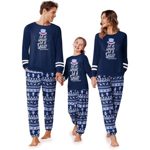 Ekouaer Family Christmas Pajamas Matching Sets Cute Long Sleeve Couple Pjs(Blue-christmas)