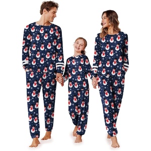 Ekouaer Family Christmas Pajamas Matching Sets Cute Long Sleeve Couple Pjs(Navy-snowman)