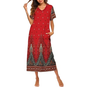 Ekouaer Long Nightgowns for Women Short Sleeve Night Gown with Pockets(Feather)