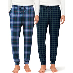 Ekouaer Mens Pajama Pants Jogger Comfy Loungewear with Pockets Drawstring(2 Pack-green+blue Plaid)