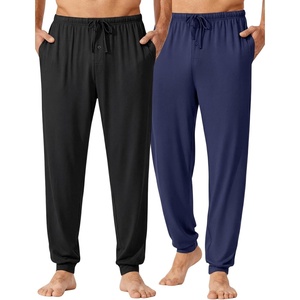 Ekouaer Mens Pajama Pants Jogger Comfy Loungewear with Pockets Drawstring(Black+navy)