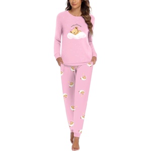 Ekouaer Pajamas for Women Comfy Long Sleeve Jogger Set Lounge Pjs Set(Teddy-pink)