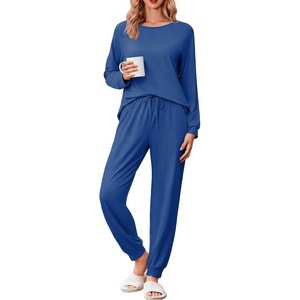 Ekouaer Pajamas for Women Set Soft Lounge Sets 2 Piece Pj Sets with Pockets(Navy Blue)
