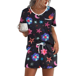 Ekouaer Pajamas for Womens Set 2 Piece Soft Sleepwear, Chest Pocket(Black Star Sky)