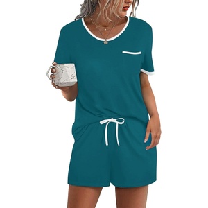 Ekouaer Pajamas for Womens Set 2 Piece Soft Sleepwear, Chest Pocket(Blue Green)