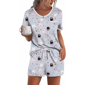 Ekouaer Pajamas for Womens Set 2 Piece Soft Sleepwear, Chest Pocket(Grey Owl)