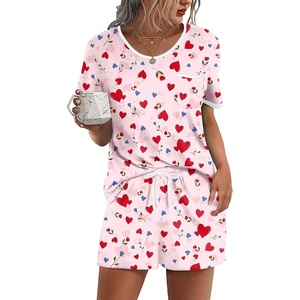Ekouaer Pajamas for Womens Set 2 Piece Soft Sleepwear, Chest Pocket(Pink Love Flower)