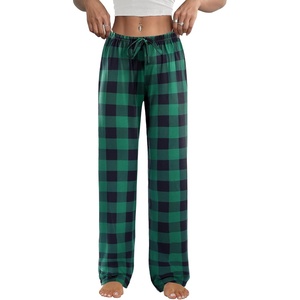 Ekouaer Womens Pajama Pants Lounge Pants Soft Drawstring Pj Bottoms(Black and Green Plaid)