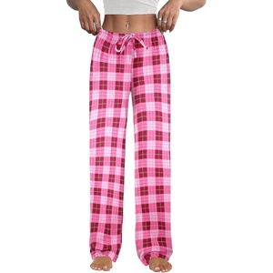 Ekouaer Womens Pajama Pants Lounge Pants Soft Drawstring Pj Bottoms(Rose Red and Pink Plaid)