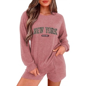 Ekouaer Women’s Pajama Sets Long Sleeve Top & Shorts Matching Lounge Set(Wine Red Ny)