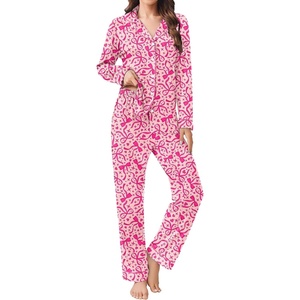 Ekouaer Womens Pajamas Set Button Down Long Sleeve Top & Pants Lounge Sets(Big Rose Bow)