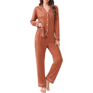 Ekouaer Womens Pajamas Set Button Down Long Sleeve Top & Pants Lounge Sets(Caremel)