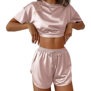 Ekouaer Womens Silk Pajama Sets Side Split Shorts Satin Pjs Sexy Lounge Set(Champagne)
