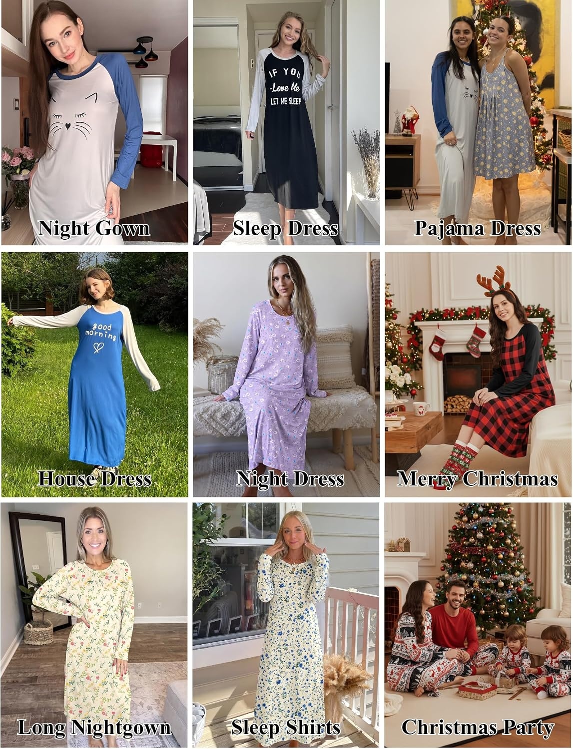 image:imageEkouaer Long Sleeve Nightgowns for Women Calf Length Sleep ShirtsYellow Floral
