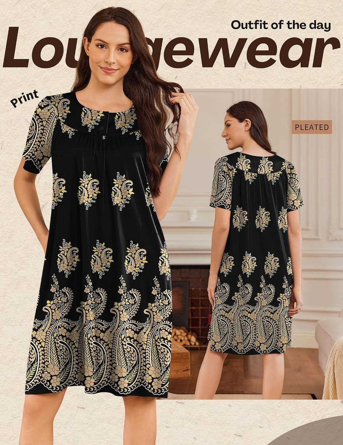 image:imageEkouaer Moo Moos for Women Button House Dresses for Women with Pocket MumuBlack Hobo