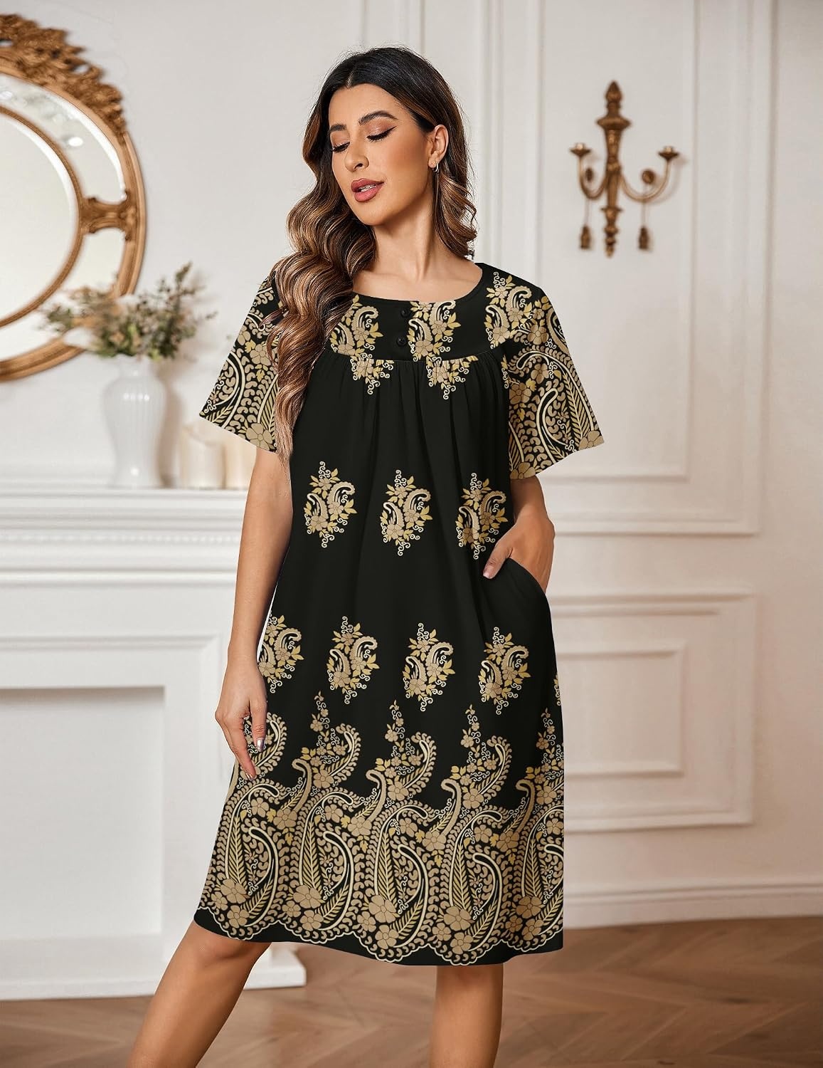 image:imageEkouaer Moo Moos for Women Button House Dresses for Women with Pocket MumuBlack Hobo