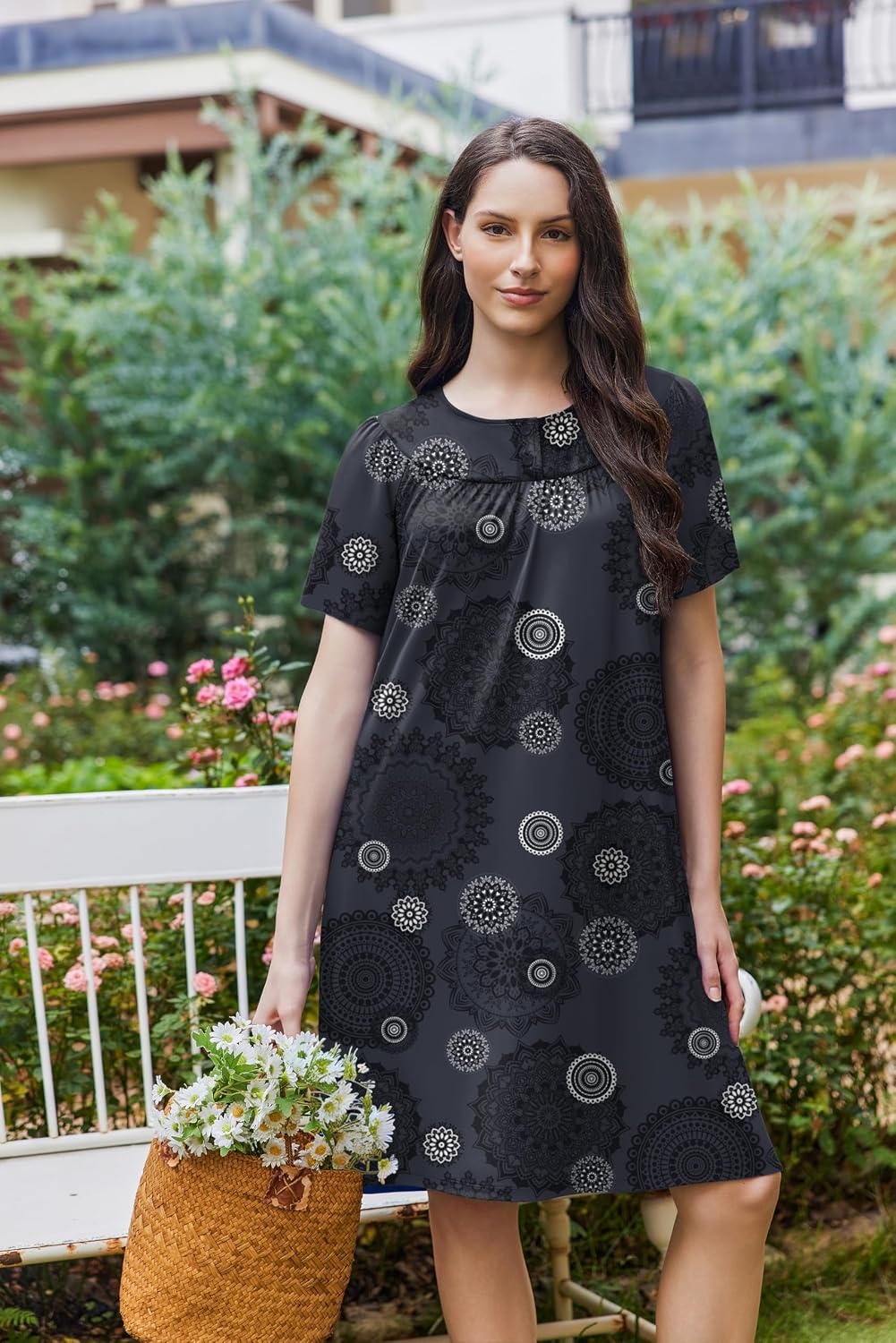 image:imageEkouaer Moo Moos for Women Button House Dresses for Women with Pocket MumuBlack Mandala