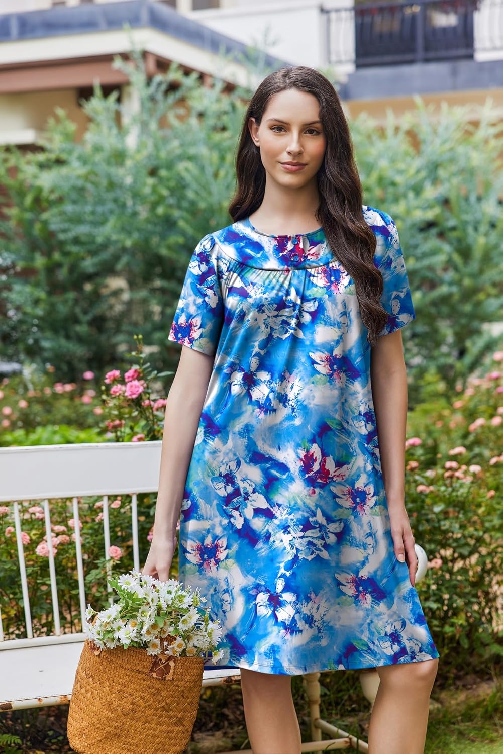 image:imageEkouaer Moo Moos for Women Button House Dresses for Women with Pocket MumuBlue Flower