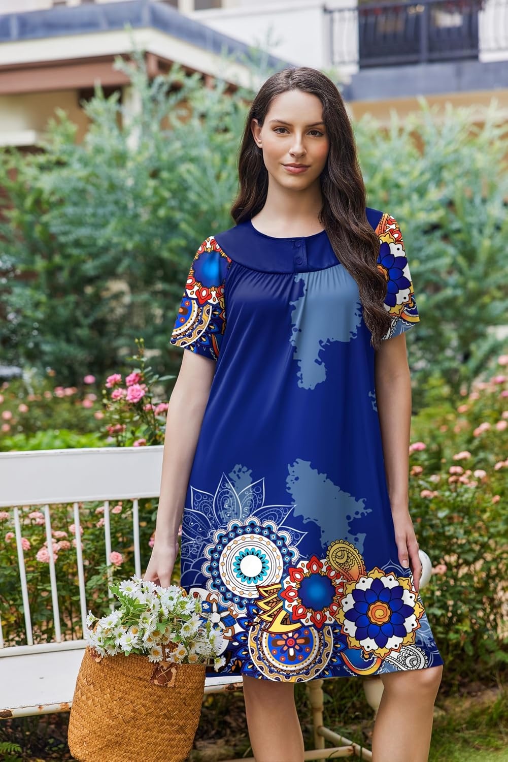 image:imageEkouaer Moo Moos for Women Button House Dresses for Women with Pocket MumuBlue Mandala