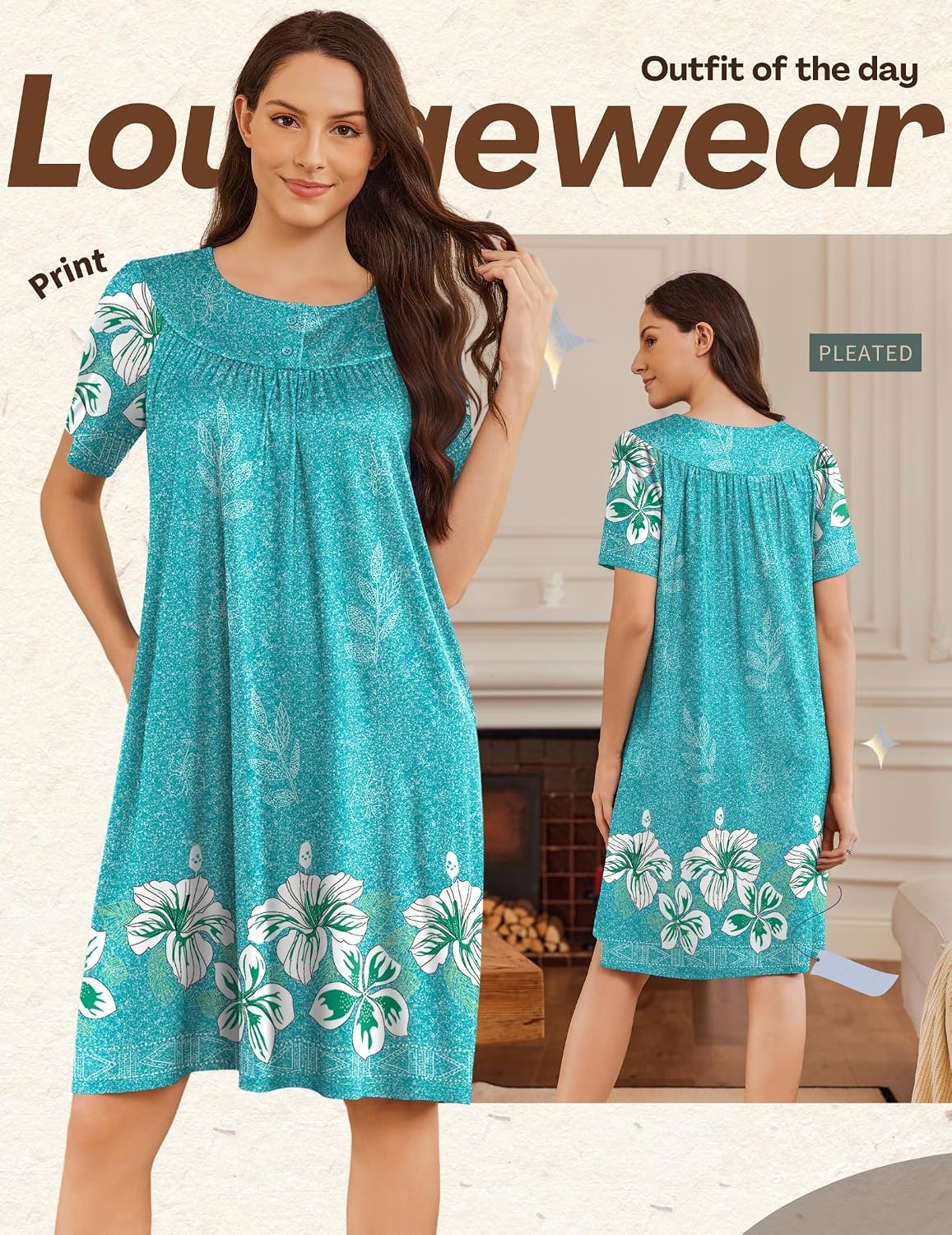 image:imageEkouaer Moo Moos for Women Button House Dresses for Women with Pocket MumuLight Blue