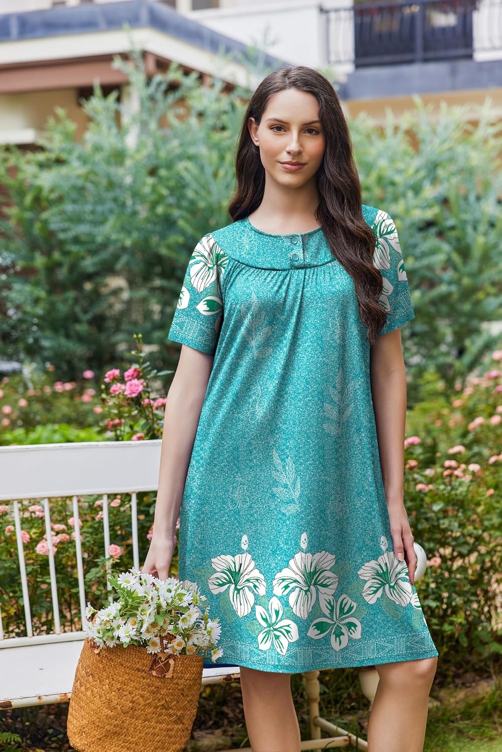 image:imageEkouaer Moo Moos for Women Button House Dresses for Women with Pocket MumuLight Blue