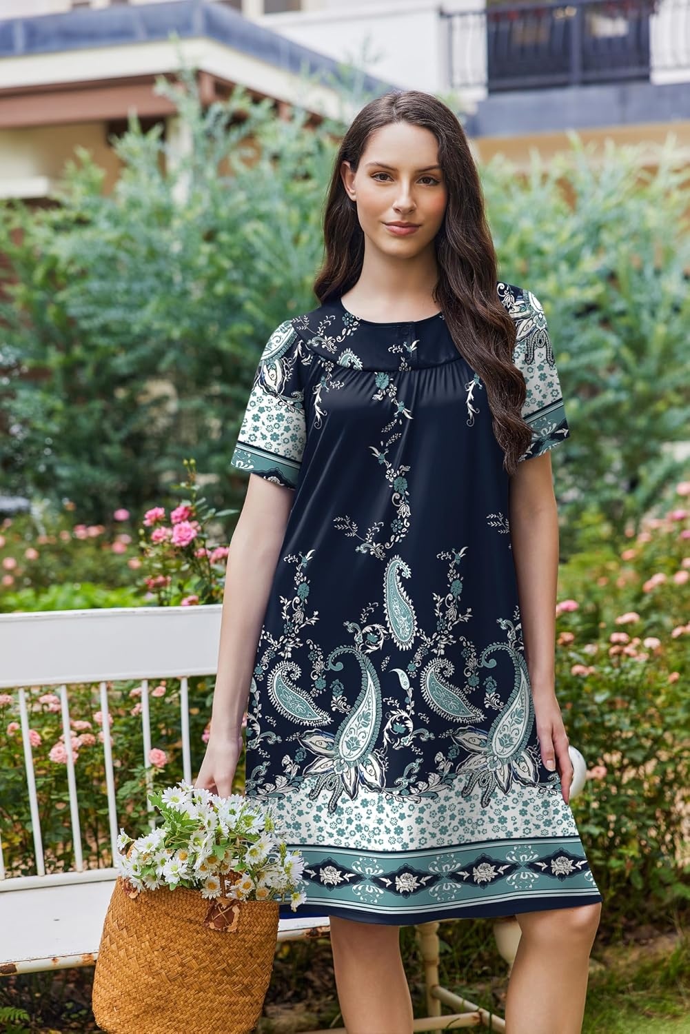 image:imageEkouaer Moo Moos for Women Button House Dresses for Women with Pocket MumuNavy Blue