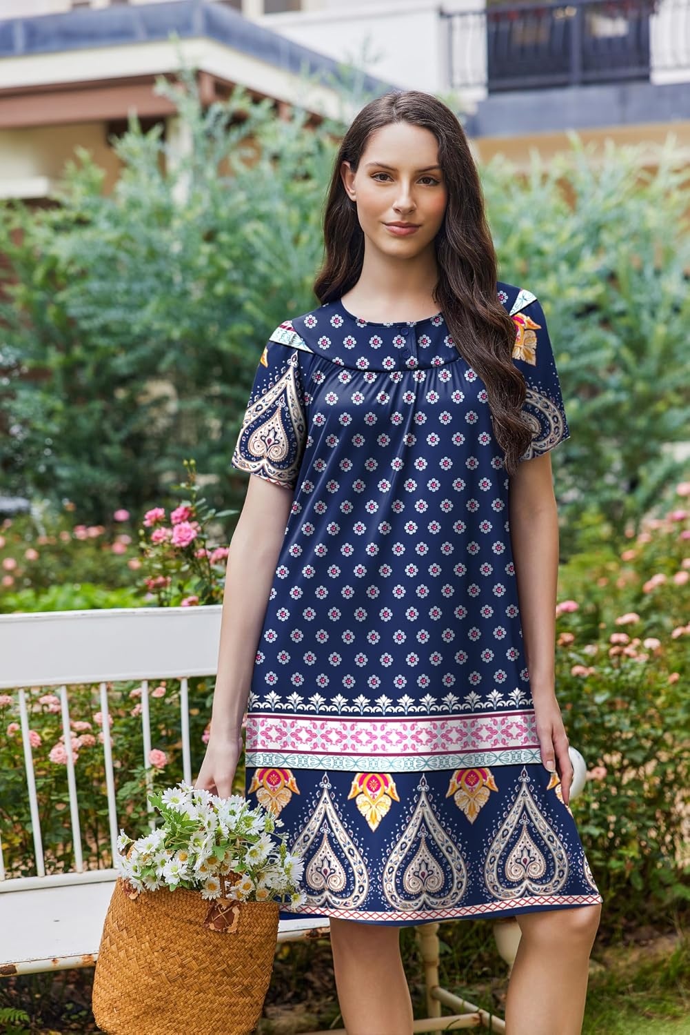image:imageEkouaer Moo Moos for Women Button House Dresses for Women with Pocket MumuNavy Boho