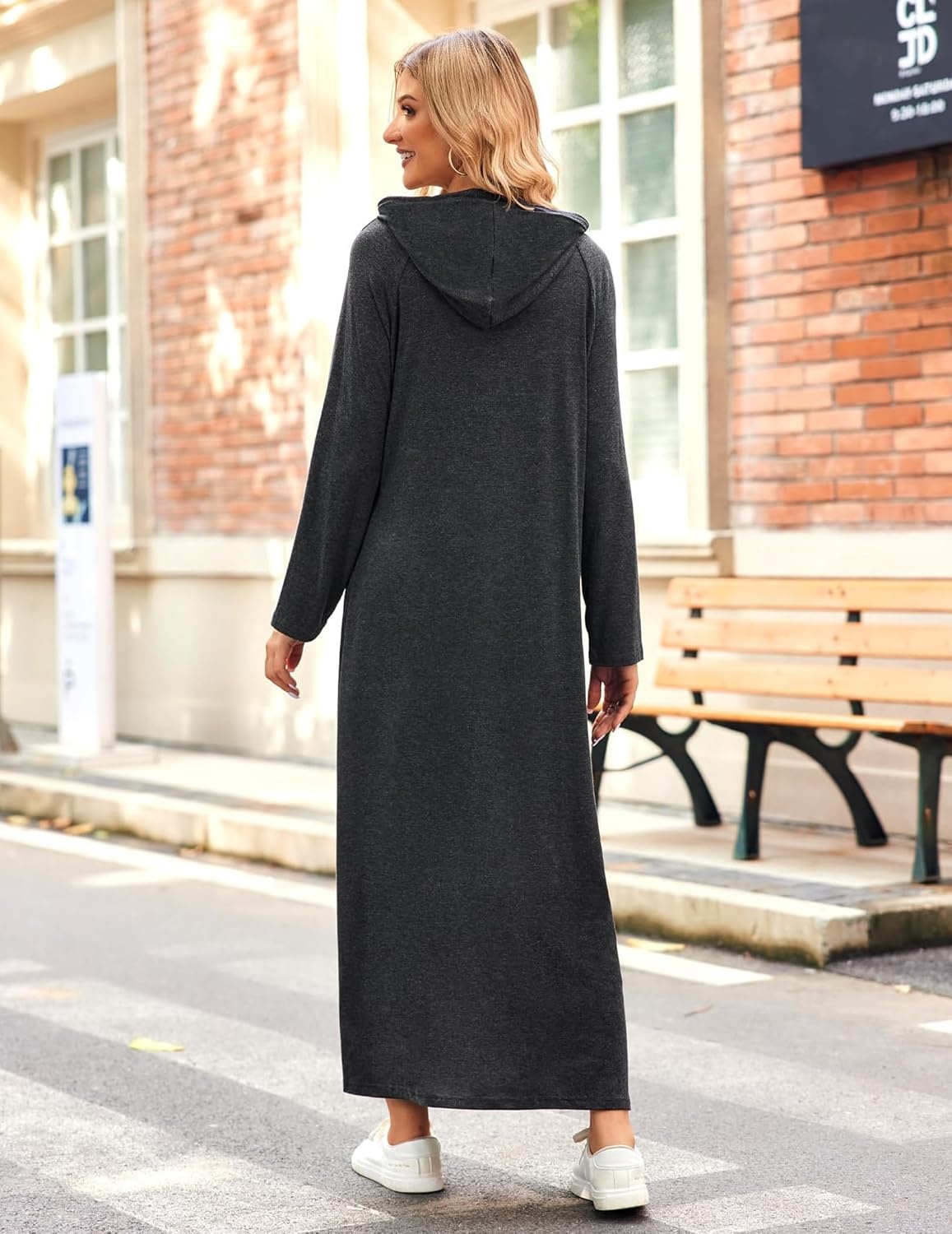 image:imageEkouaer Nightgowns for Women Cotton Nightgown Long Sleeve Hooded Night GownWine Red Gray Black