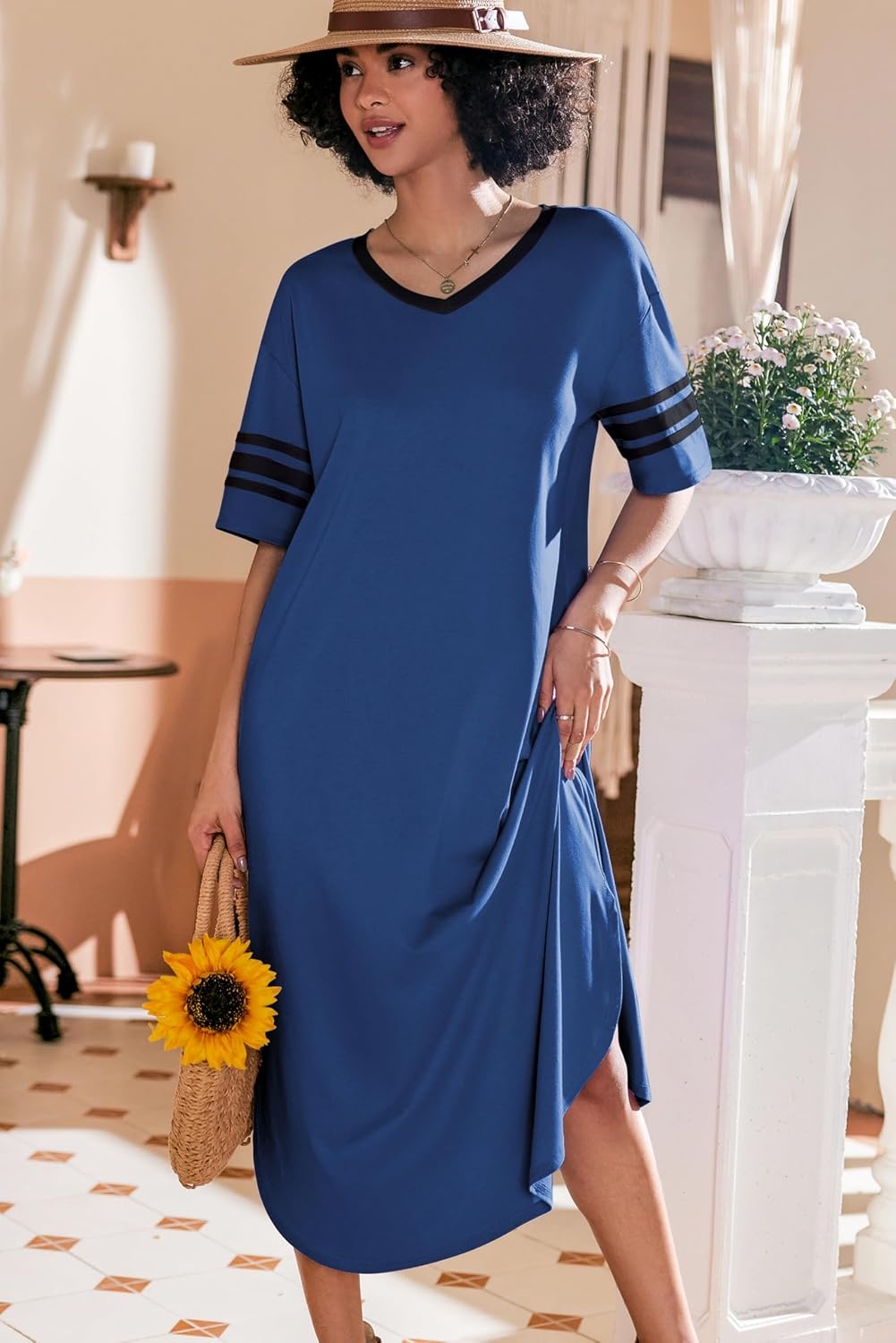 image:imageEkouaer Nightgowns for Women Long Nightgown Plus Size Moo Moos House DressBlue
