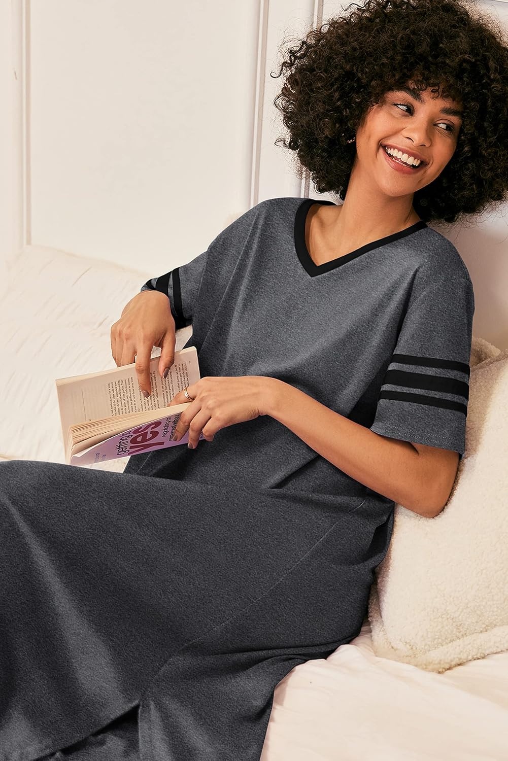 image:imageEkouaer Nightgowns for Women Long Nightgown Plus Size Moo Moos House DressDark Grey