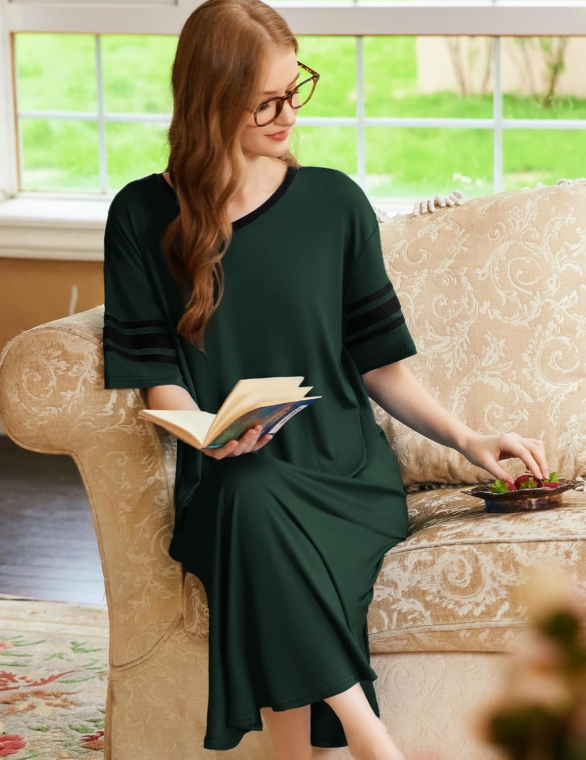 image:imageEkouaer Nightgowns for Women Long Nightgown Plus Size Moo Moos House DressGreen