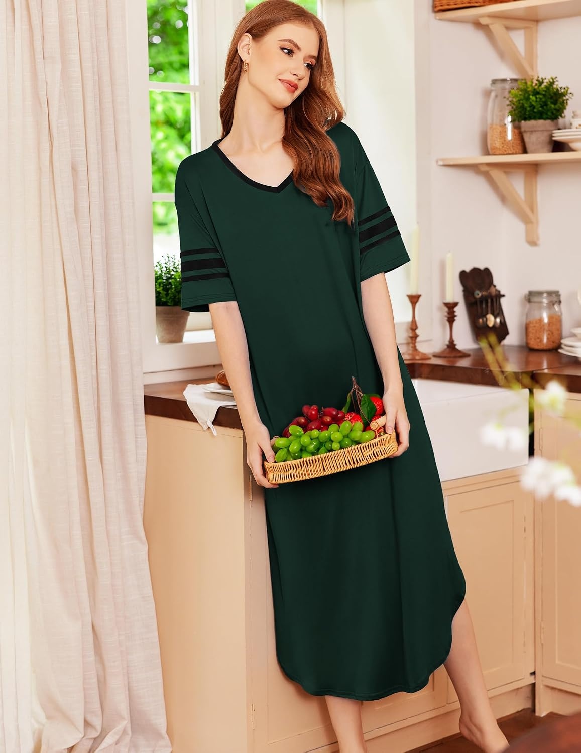 image:imageEkouaer Nightgowns for Women Long Nightgown Plus Size Moo Moos House DressGreen