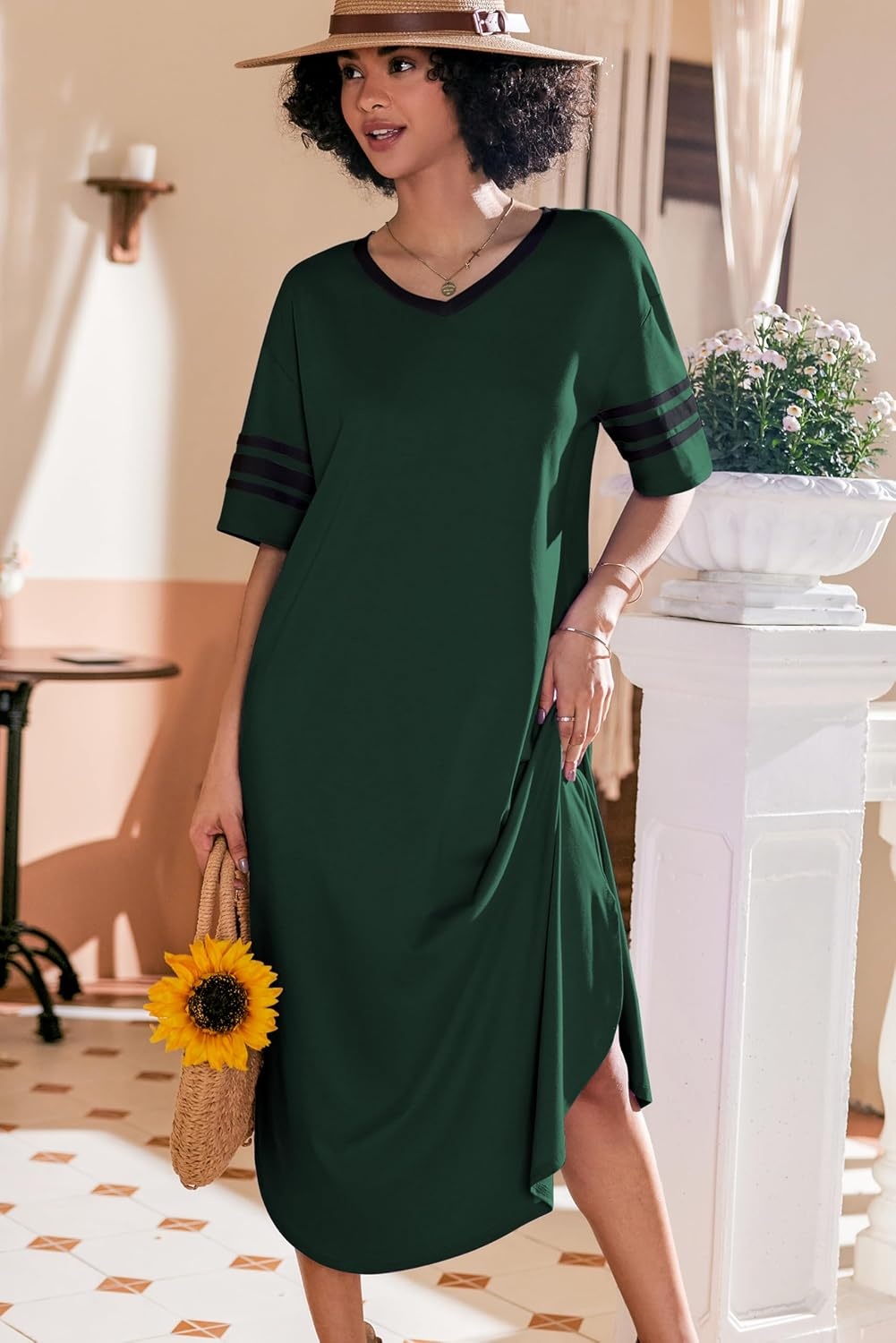 image:imageEkouaer Nightgowns for Women Long Nightgown Plus Size Moo Moos House DressGreen
