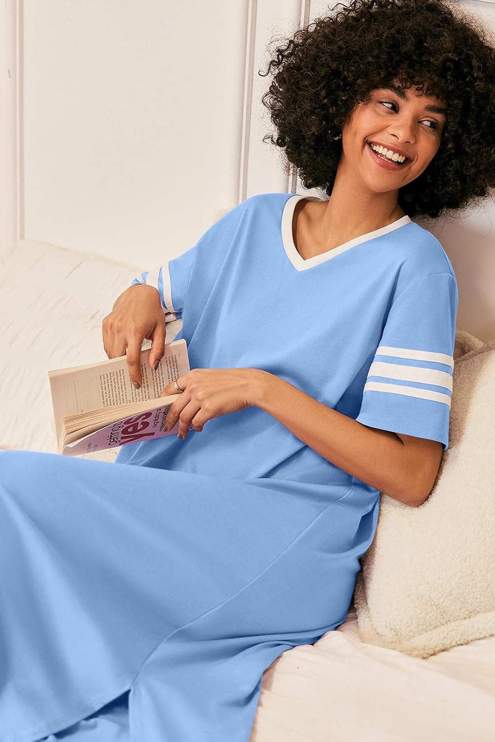 image:imageEkouaer Nightgowns for Women Long Nightgown Plus Size Moo Moos House DressLight Blue